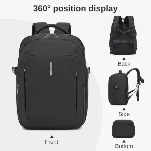 BPK2602- Kono Cabin Approved Carry On Backpack 40×30×20cm, Water Resistant 15.6 Inch Laptop Travel Rucksack with Dry-wet Separation Pouch - Black | Neil's Luggage Store