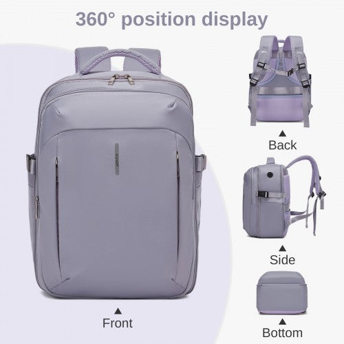 BPK2602- Kono Cabin Approved Carry On Backpack 40×30×20cm, Water Resistant 15.6 Inch Laptop Travel Rucksack with Dry-wet Separation Pouch - Purple | Neil's Luggage Store