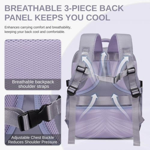 BPK2602- Kono Cabin Approved Carry On Backpack 40×30×20cm, Water Resistant 15.6 Inch Laptop Travel Rucksack with Dry-wet Separation Pouch - Purple | Neil's Luggage Store
