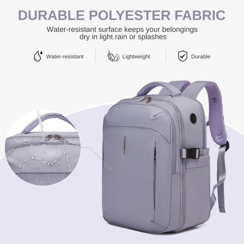 BPK2602- Kono Cabin Approved Carry On Backpack 40×30×20cm, Water Resistant 15.6 Inch Laptop Travel Rucksack with Dry-wet Separation Pouch - Purple | Neil's Luggage Store