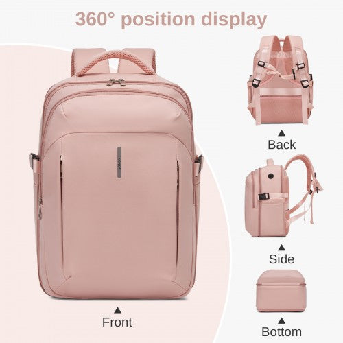 BPK2602- Kono Cabin Approved Carry On Backpack 40×30×20cm, Water Resistant 15.6 Inch Laptop Travel Rucksack with Dry-wet Separation Pouch - Pink | Neil's Luggage Store