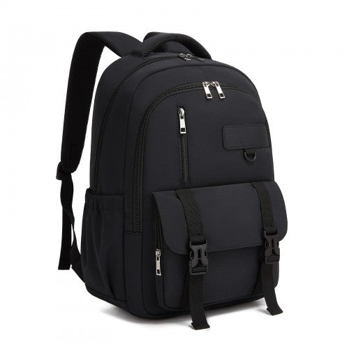 BPK2605 - KONO Durable Water-Resistant Kids Backpack with Padded Laptop Sleeve and Multi-Pocket Organization for School - Black