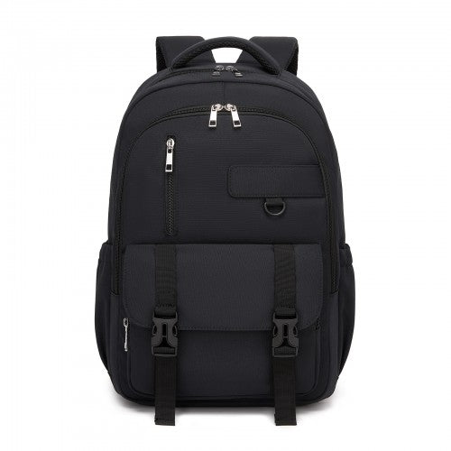 BPK2605 - KONO Durable Water-Resistant Kids Backpack with Padded Laptop Sleeve and Multi-Pocket Organization for School - Black
