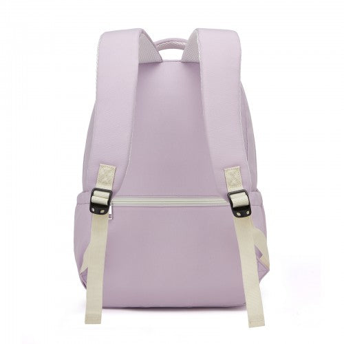 BPK2605 - KONO Durable Water-Resistant Kids Backpack with Padded Laptop Sleeve and Multi-Pocket Organization for School - Purple and Beige