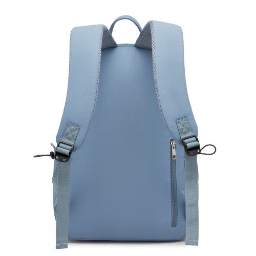 BPK2606 - KONO Stylish Solid-Color Casual Backpack for School and Weekend Trips with Multi-Pocket Storage - Blue | Neil's Luggage Store