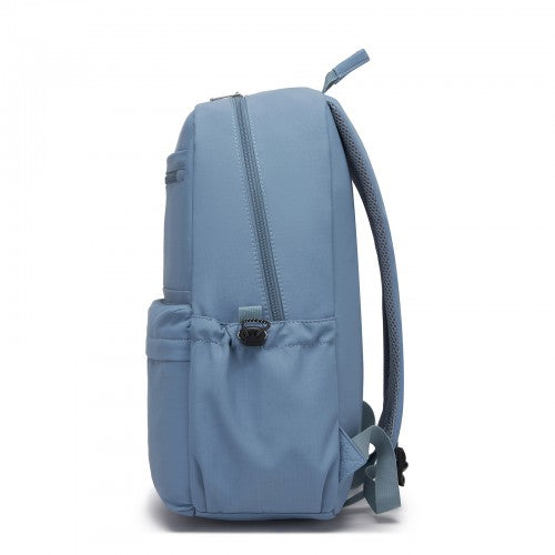 BPK2606 - KONO Stylish Solid-Color Casual Backpack for School and Weekend Trips with Multi-Pocket Storage - Blue | Neil's Luggage Store