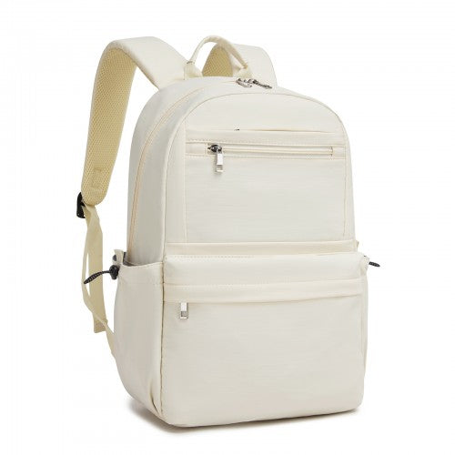 BPK2606 - KONO Stylish Solid-Color Casual Backpack for School and Weekend Trips with Multi-Pocket Storage - Beige | Neil's Luggage Store