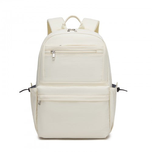 BPK2606 - KONO Stylish Solid-Color Casual Backpack for School and Weekend Trips with Multi-Pocket Storage - Beige | Neil's Luggage Store