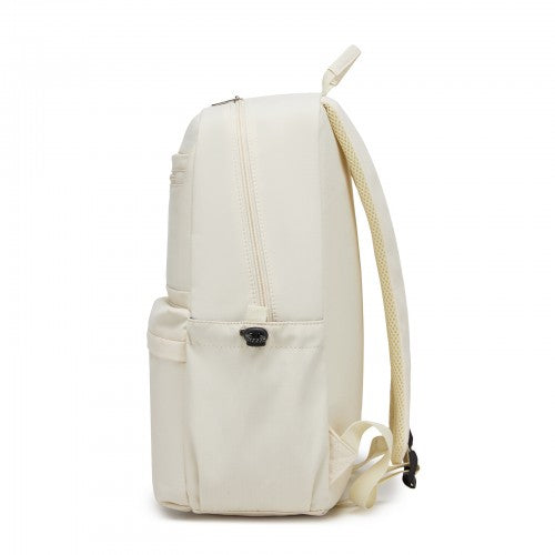 BPK2606 - KONO Stylish Solid-Color Casual Backpack for School and Weekend Trips with Multi-Pocket Storage - Beige | Neil's Luggage Store