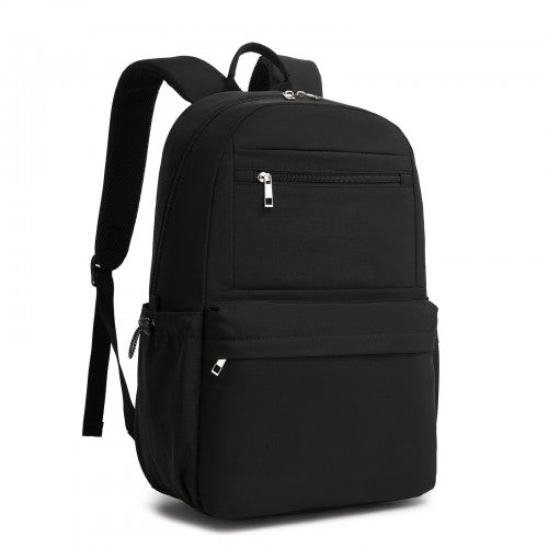 BPK2606 - KONO Stylish Solid-Color Casual Backpack for School and Weekend Trips with Multi-Pocket Storage - Black | Neil's Luggage Store