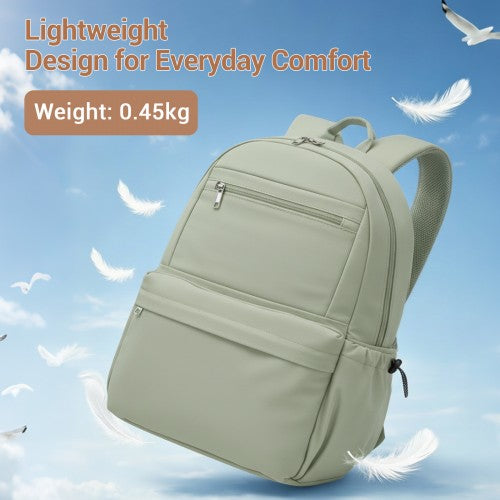 BPK2606 - KONO Stylish Solid-Color Casual Backpack for School and Weekend Trips with Multi-Pocket Storage - Green | Neil's Luggage Store