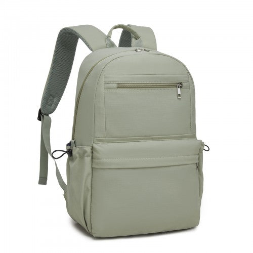 BPK2606 - KONO Stylish Solid-Color Casual Backpack for School and Weekend Trips with Multi-Pocket Storage - Green | Neil's Luggage Store