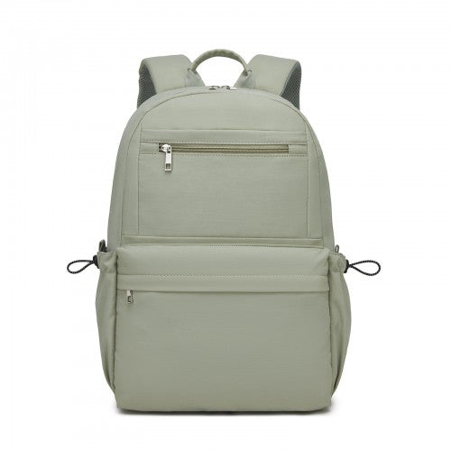 BPK2606 - KONO Stylish Solid-Color Casual Backpack for School and Weekend Trips with Multi-Pocket Storage - Green | Neil's Luggage Store