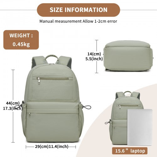 BPK2606 - KONO Stylish Solid-Color Casual Backpack for School and Weekend Trips with Multi-Pocket Storage - Green | Neil's Luggage Store