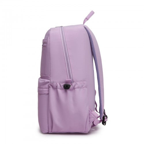 BPK2606 - KONO Stylish Solid-Color Casual Backpack for School and Weekend Trips with Multi-Pocket Storage - Purple | Neil's Luggage Store