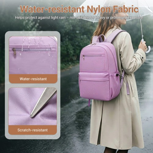 BPK2606 - KONO Stylish Solid-Color Casual Backpack for School and Weekend Trips with Multi-Pocket Storage - Purple | Neil's Luggage Store