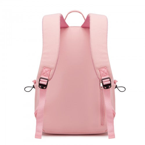BPK2606 - KONO Stylish Solid-Color Casual Backpack for School and Weekend Trips with Multi-Pocket Storage - Pink | Neil's Luggage Store