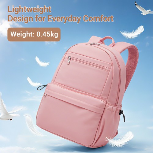 BPK2606 - KONO Stylish Solid-Color Casual Backpack for School and Weekend Trips with Multi-Pocket Storage - Pink | Neil's Luggage Store