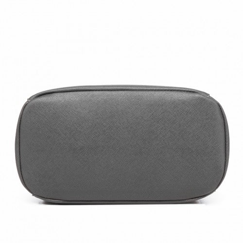 BPM2427 - Miss Lulu Stylish Faux Leather Backpack Secure Daypack with Magnetic Snap Closure Fashionable PU Leather Travel Bag - Grey