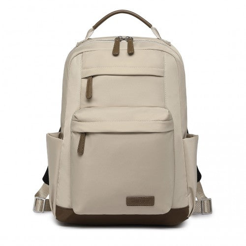 Miss Lulu Stylish Backpack With Laptop Sleeve And Multiple Pockets Beige Brown | Neil's Luggage Store