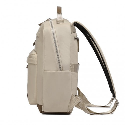 Miss Lulu Stylish Backpack With Laptop Sleeve And Multiple Pockets Beige Brown | Neil's Luggage Store