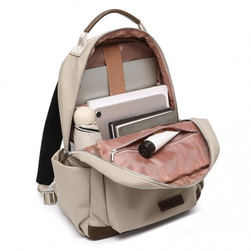 Miss Lulu Stylish Backpack With Laptop Sleeve And Multiple Pockets Beige Brown | Neil's Luggage Store