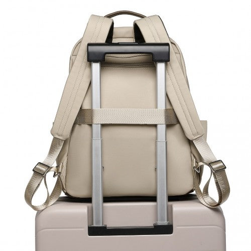 Miss Lulu Stylish Backpack With Laptop Sleeve And Multiple Pockets Beige Brown | Neil's Luggage Store