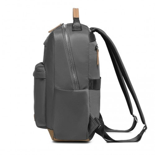 BPM2431 - Miss Lulu Stylish Backpack with Laptop Sleeve and Multiple Pockets and Trolley Sleeve - Grey And Apricot