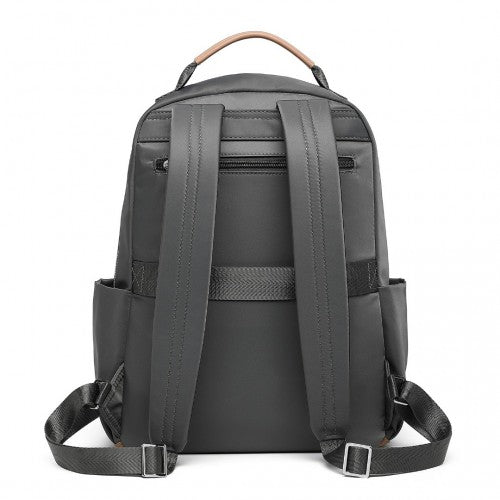 BPM2431 - Miss Lulu Stylish Backpack with Laptop Sleeve and Multiple Pockets and Trolley Sleeve - Grey And Apricot