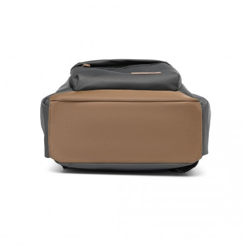 BPM2431 - Miss Lulu Stylish Backpack with Laptop Sleeve and Multiple Pockets and Trolley Sleeve - Grey And Apricot