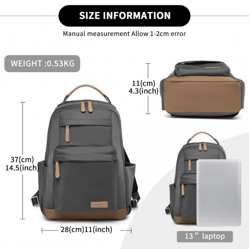 BPM2431 - Miss Lulu Stylish Backpack with Laptop Sleeve and Multiple Pockets and Trolley Sleeve - Grey And Apricot