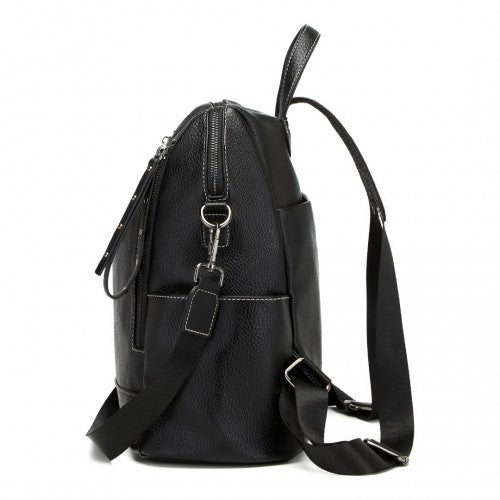 BPM2438 - Miss Lulu Women's Convertible PU Leather Backpack & Shoulder Bag – Versatile 2-in-1 Design - Black