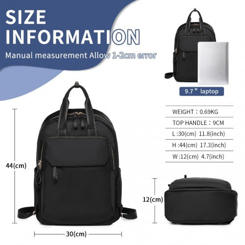 BPM2439 - Miss Lulu Versatile Stylish Backpack with Laptop Compartment and Trolley Strap - Black