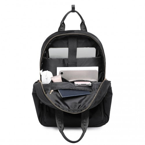 BPM2439 - Miss Lulu Versatile Stylish Backpack with Laptop Compartment and Trolley Strap - Black