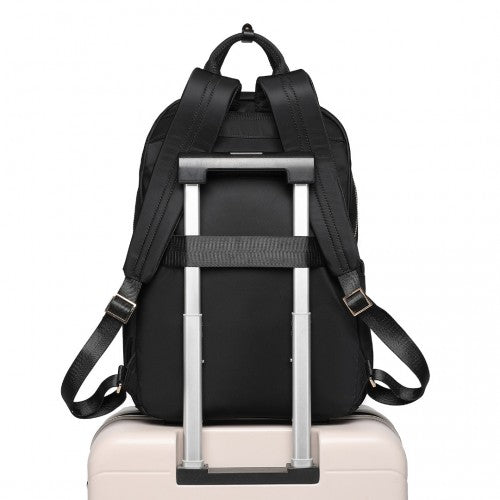 BPM2439 - Miss Lulu Versatile Stylish Backpack with Laptop Compartment and Trolley Strap - Black