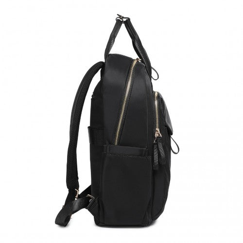 BPM2439 - Miss Lulu Versatile Stylish Backpack with Laptop Compartment and Trolley Strap - Black