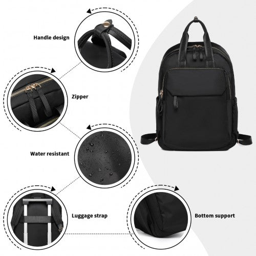 BPM2439 - Miss Lulu Versatile Stylish Backpack with Laptop Compartment and Trolley Strap - Black