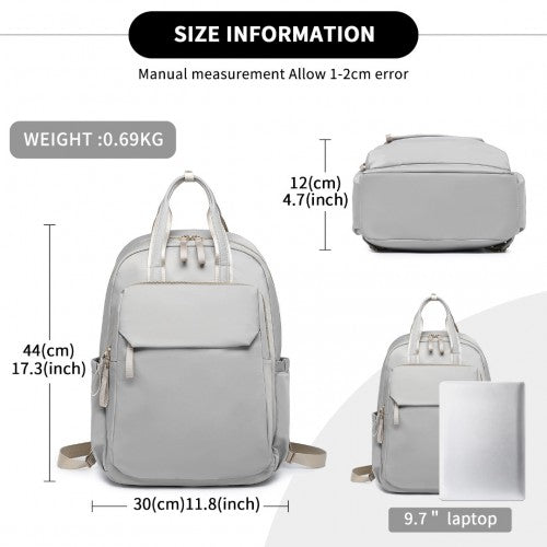 BPM2439 - Miss Lulu Versatile Stylish Backpack with Laptop Compartment and Trolley Strap - Grey