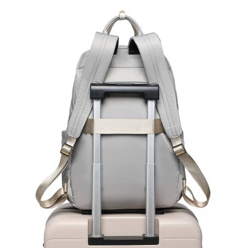 BPM2439 - Miss Lulu Versatile Stylish Backpack with Laptop Compartment and Trolley Strap - Grey