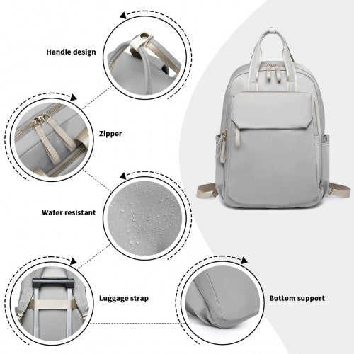 BPM2439 - Miss Lulu Versatile Stylish Backpack with Laptop Compartment and Trolley Strap - Grey