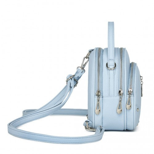 Miss Lulu Convertible Mini Backpack PU Leather 3in1 Crossbody Blue | Neil's Luggage Store