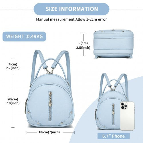 Miss Lulu Convertible Mini Backpack PU Leather 3in1 Crossbody Blue | Neil's Luggage Store