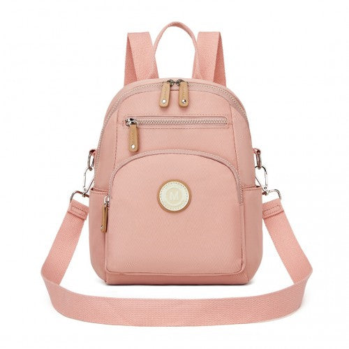 BPM2451 - Miss Lulu 3-in-1 Convertible Backpack with Removable Long Strap – Wear as Backpack, Shoulder or Crossbody Bag - Pink