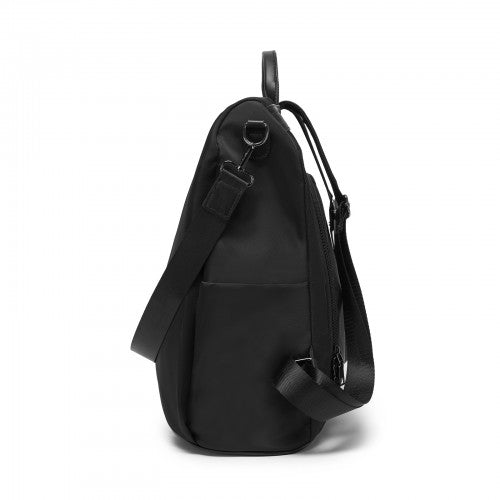 BPM2516 - Miss Lulu Stylish Anti-Theft Convertible Backpack with Spacious Back-Zip Compartment for Commuting & Daily Use - Black