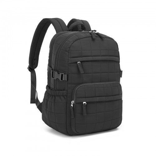 Miss Lulu Quilted Lightweight Backpack Underseat Carry On Black 15.6 Notebook | Neil's Luggage Store