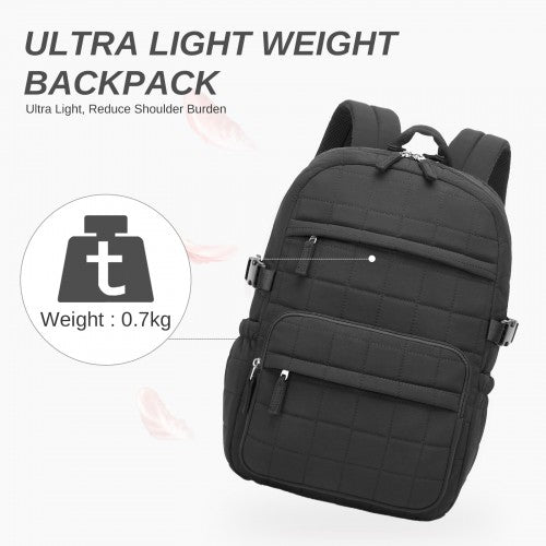 Miss Lulu Quilted Lightweight Backpack Underseat Carry On Black 15.6 Notebook | Neil's Luggage Store