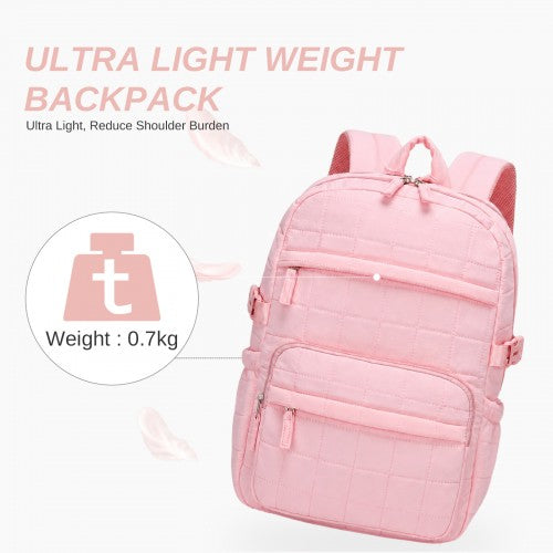 Miss Lulu Quilted Lightweight Backpack Fits 15.6 Inch Notebook Underseat Pink | Neil's Luggage Store