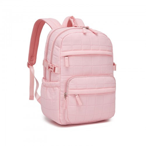 Miss Lulu Quilted Lightweight Backpack Fits 15.6 Inch Notebook Underseat Pink | Neil's Luggage Store