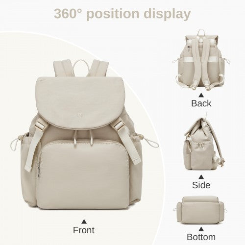 BPM2610 - Miss Lulu Lightweight Nylon Drawstring Backpack – Casual Daily Rucksack with 13 Inch Laptop Sleeve for Travel & Commute - Beige | Neil's Luggage Store