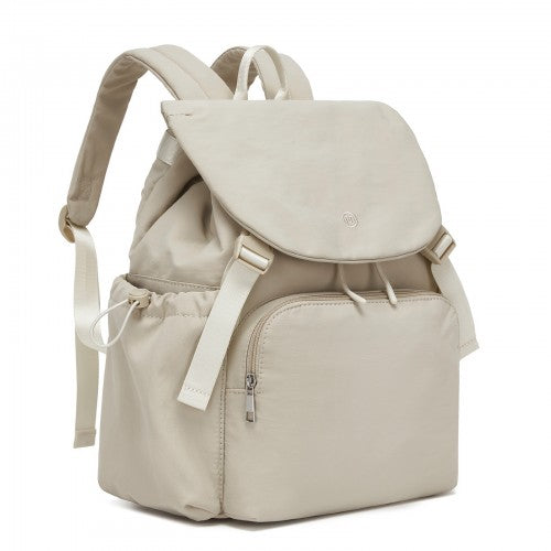 BPM2610 - Miss Lulu Lightweight Nylon Drawstring Backpack – Casual Daily Rucksack with 13 Inch Laptop Sleeve for Travel & Commute - Beige | Neil's Luggage Store